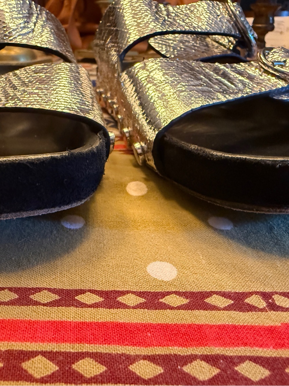 Isabel Marant Lennyo Metallic Snakeskin Silver Slide Sandals - Picture 8 of 10